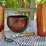 John Stiehler Red cedar vases and walnut bowl